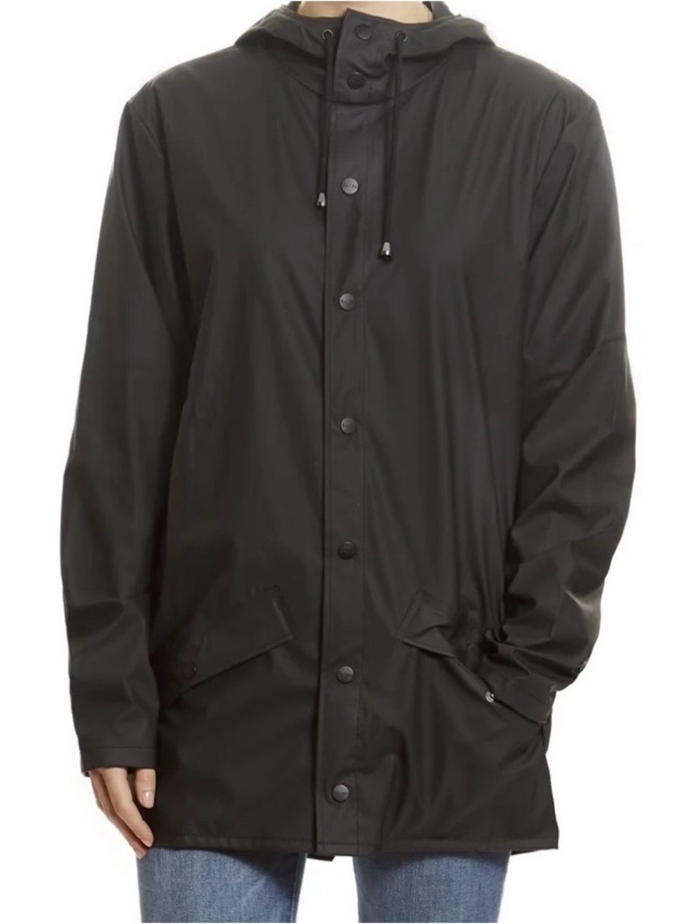 Rains Black Hooded Raincoat - Women's Water-Resistant Coat